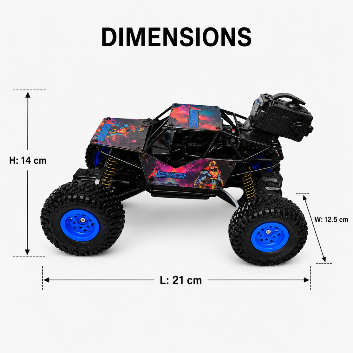 AkRangers Rock Crawler Remote Control Off-Road RC Car with Spray Function & Rechargeable Battery - Image 2