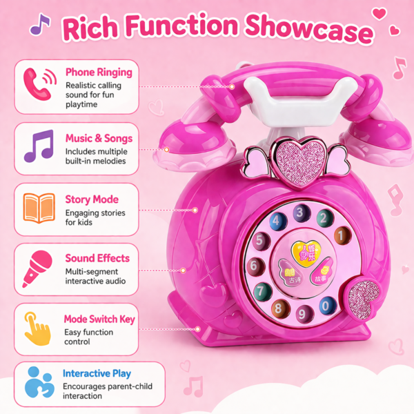 Classic Dial Telephone Toy for Kids with Music, Story Mode, Sound Effects and Interactive Learning Fun - Image 4