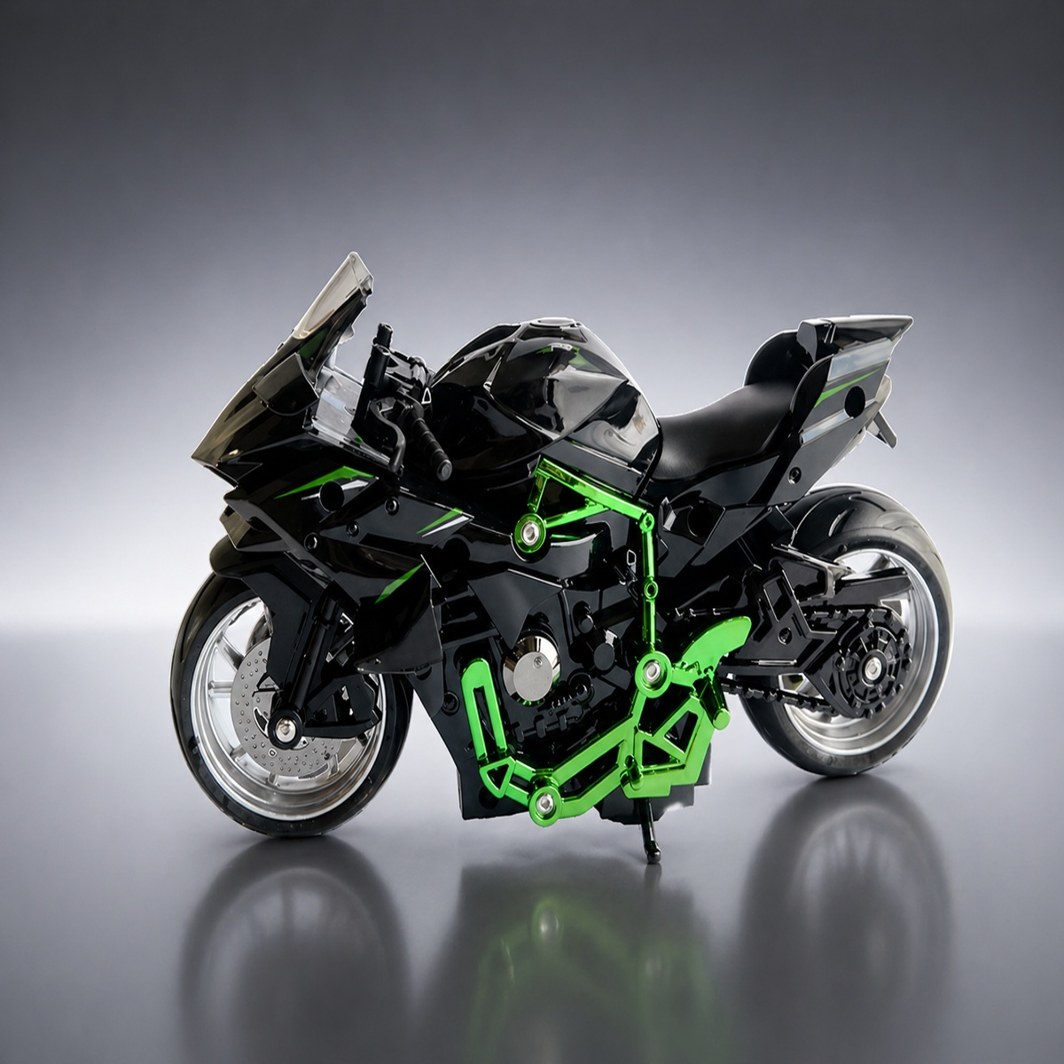 Friction Powered Sport Bike Toy Motorcycle with Lights, Music & Smoke Fog Effect for Kids