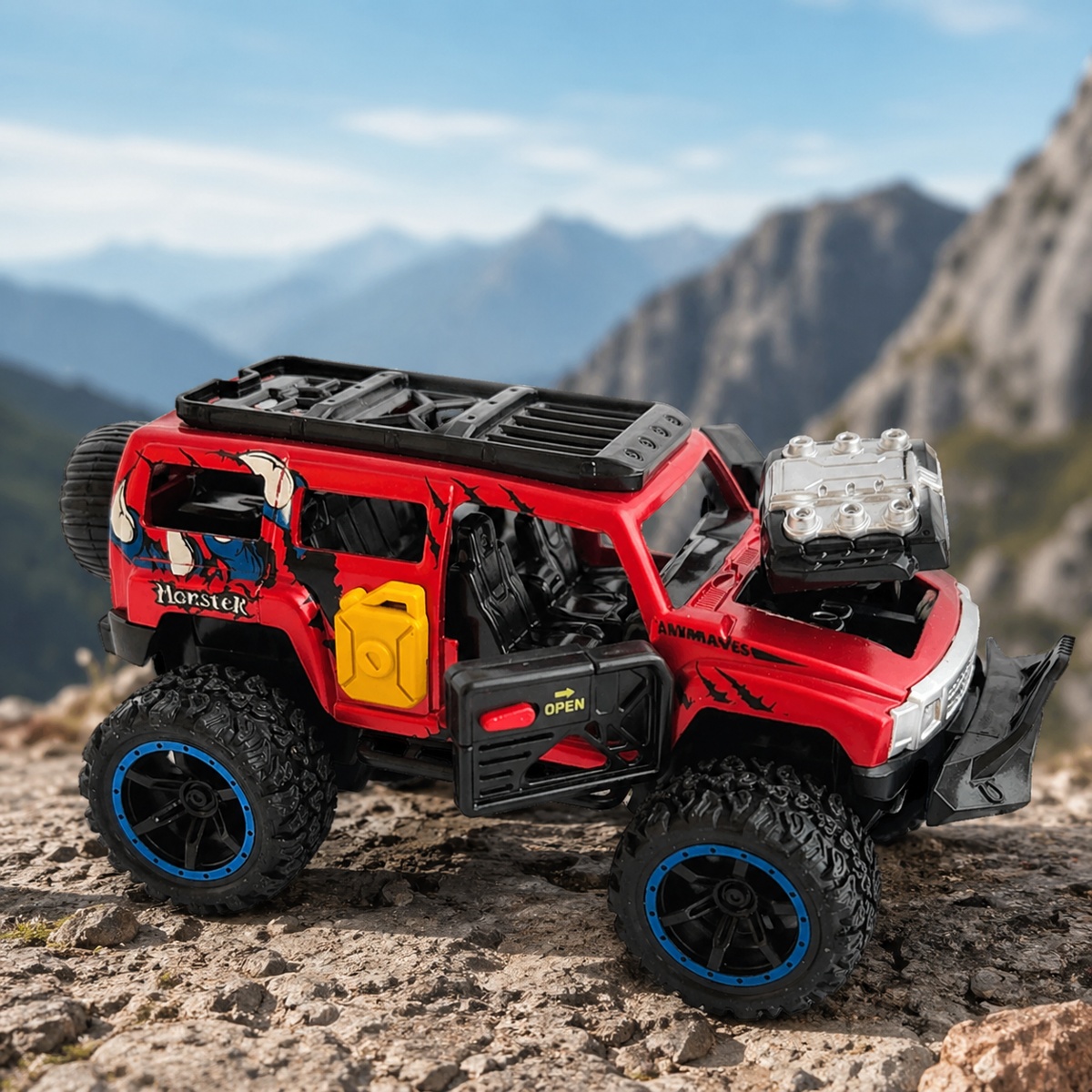 Monster Vehicle Die-Cast Metal Pull Back Toy Car with Light & Sound for Kids