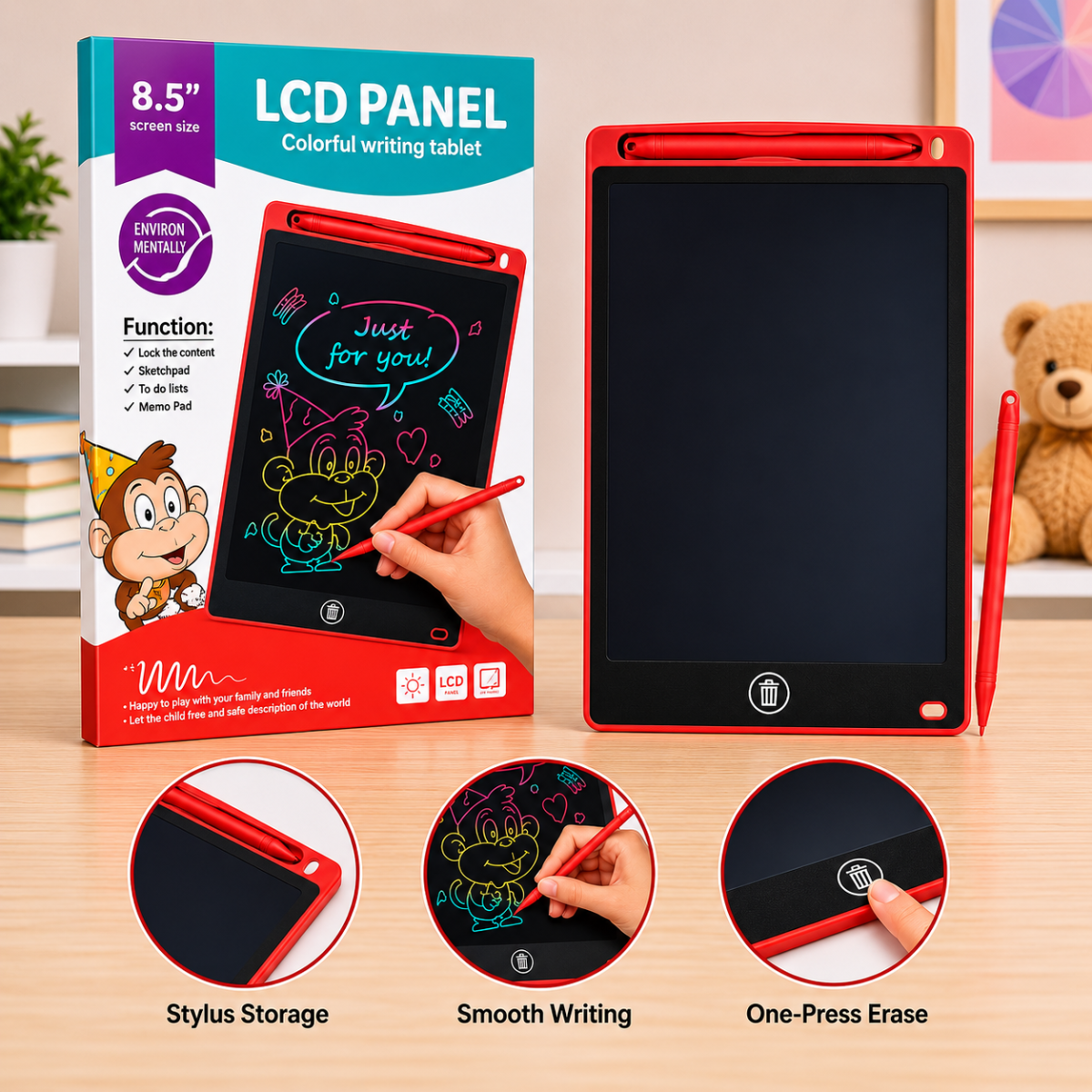 8.5 Inch LCD Writing Tablet for Kids – Colorful Digital Drawing & Memo Pad