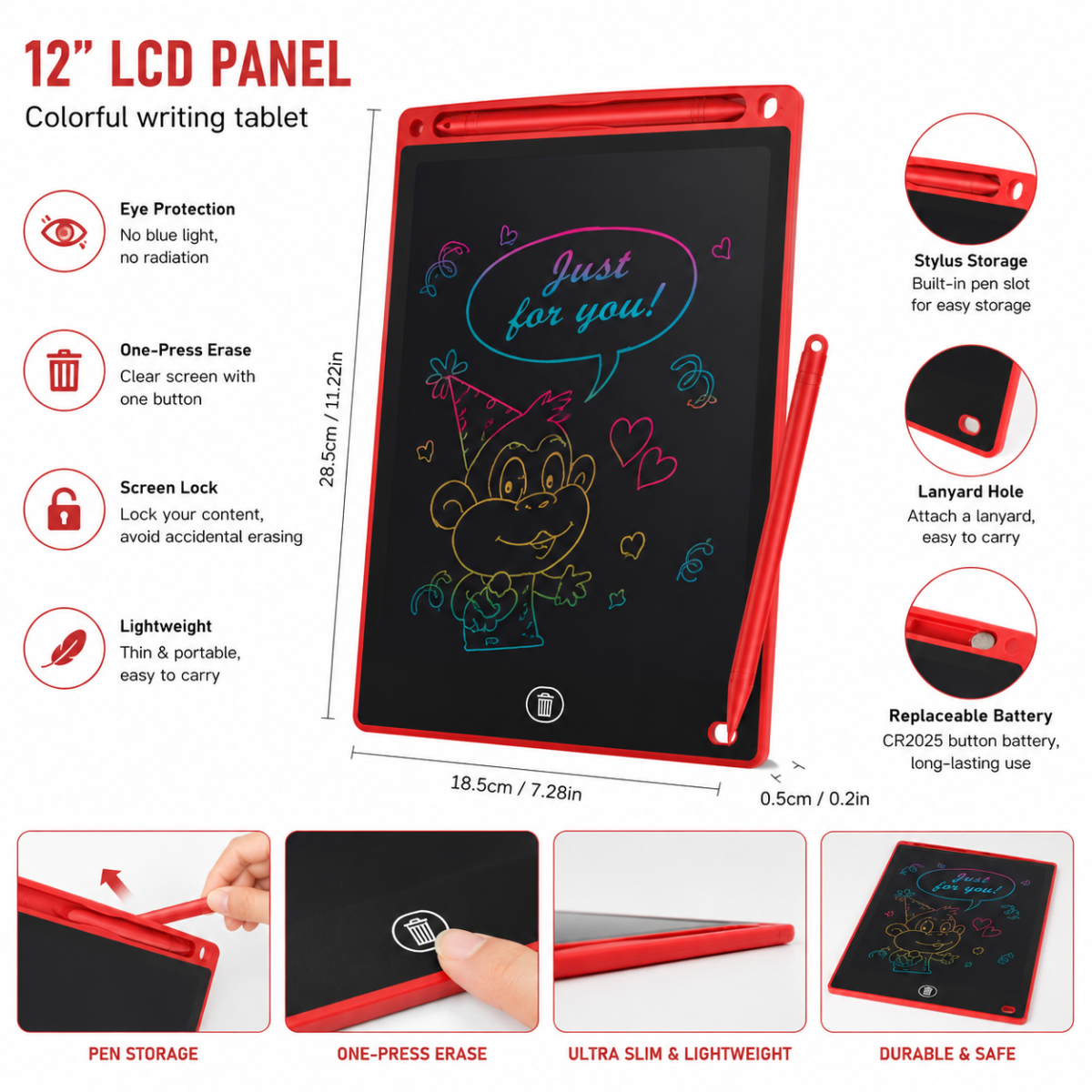 8.5 Inch LCD Writing Tablet for Kids – Colorful Digital Drawing & Memo Pad - Image 4