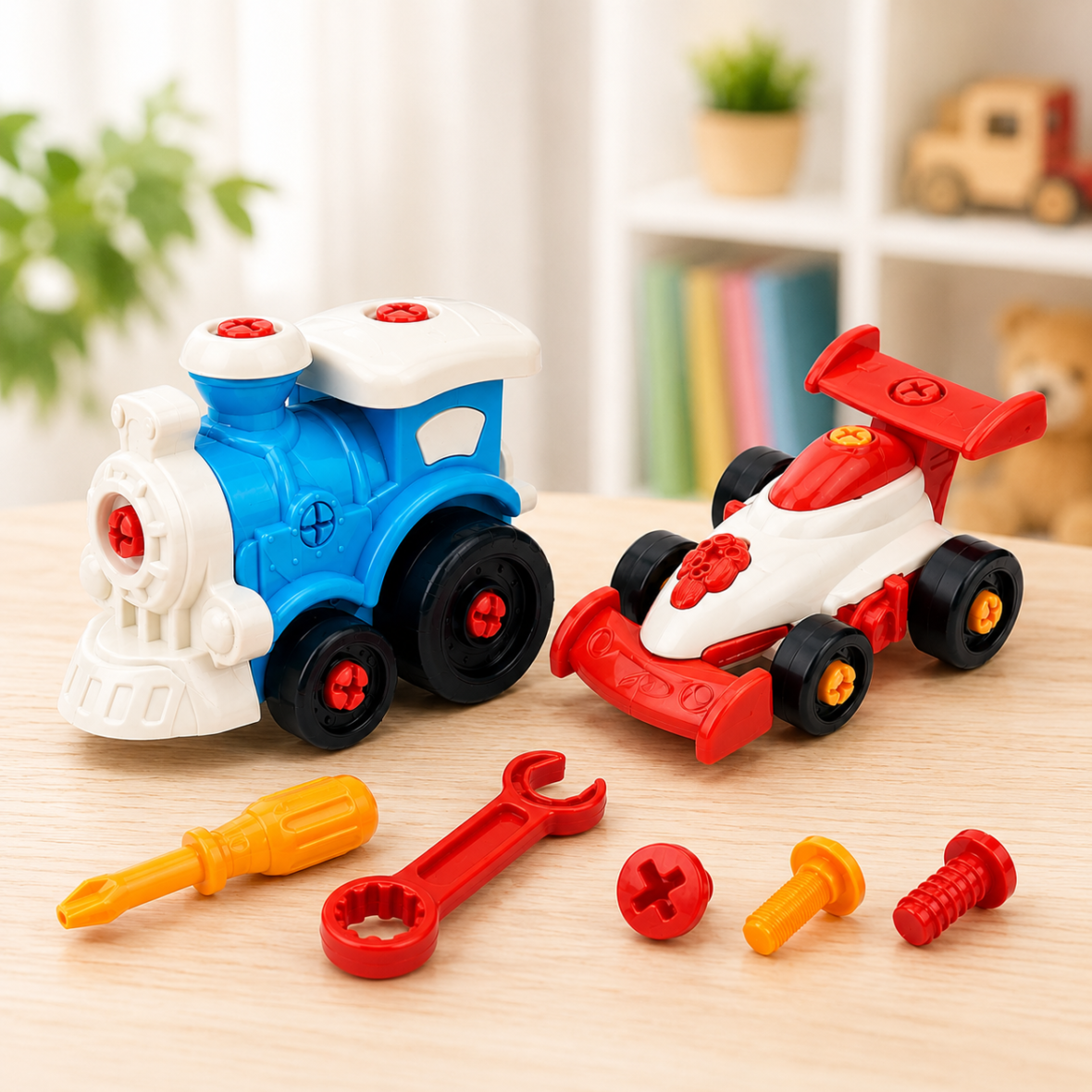 DIY Assemble Toy Set with Train & Racing Car