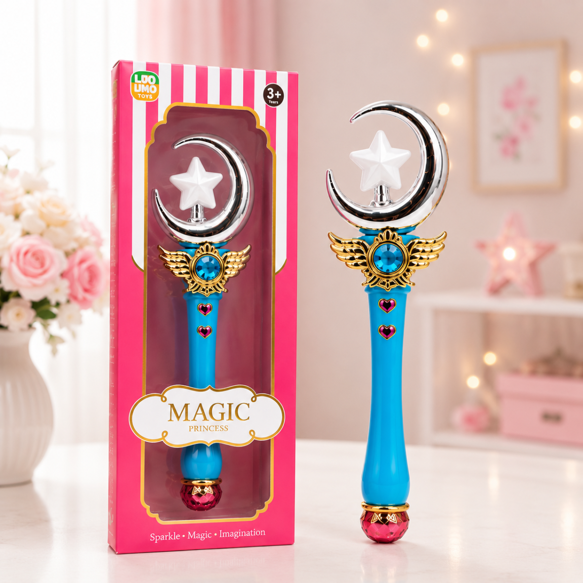 Magic Princess Wand with Lights & Music – Glowing Fairy Magic Wand Toy for Girls