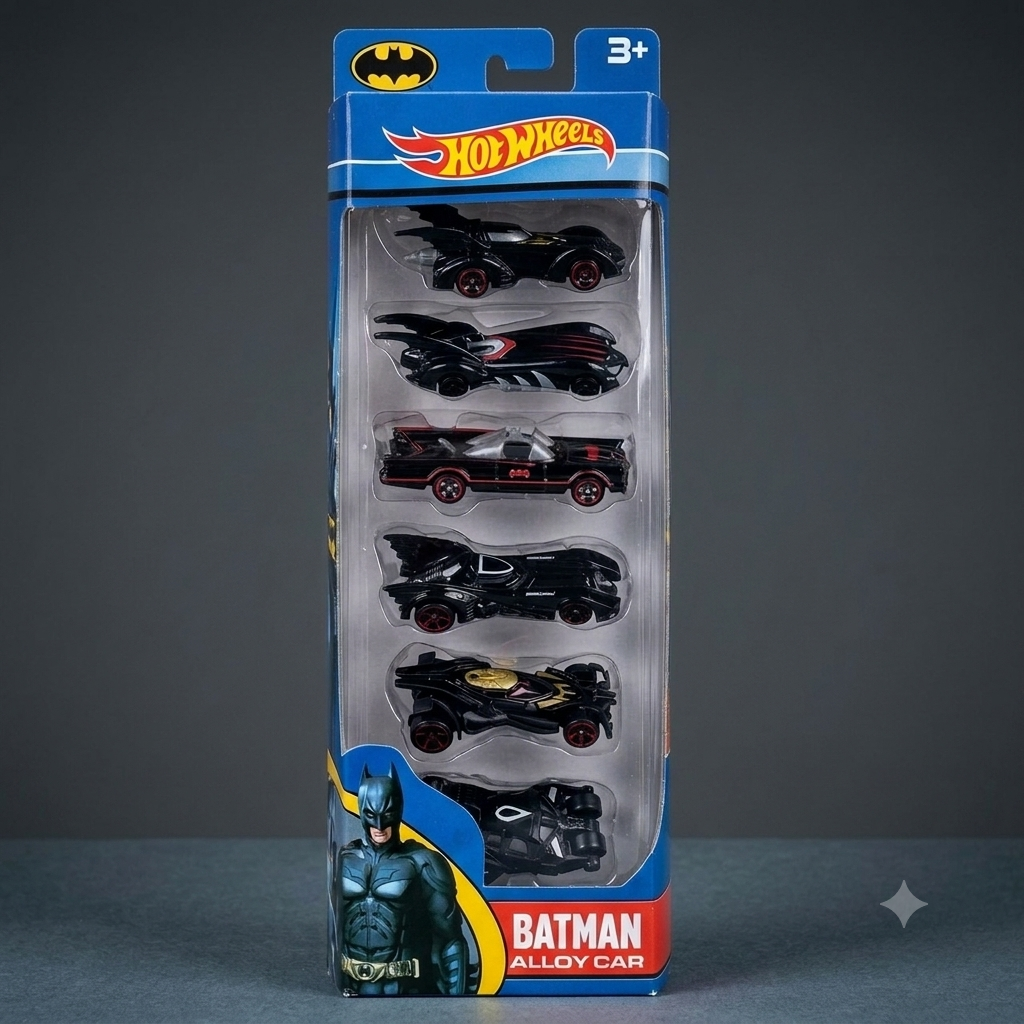 Batman Alloy Die Cast Car Set of 6 – Metal Toy Cars for Kids with Pull Back Action