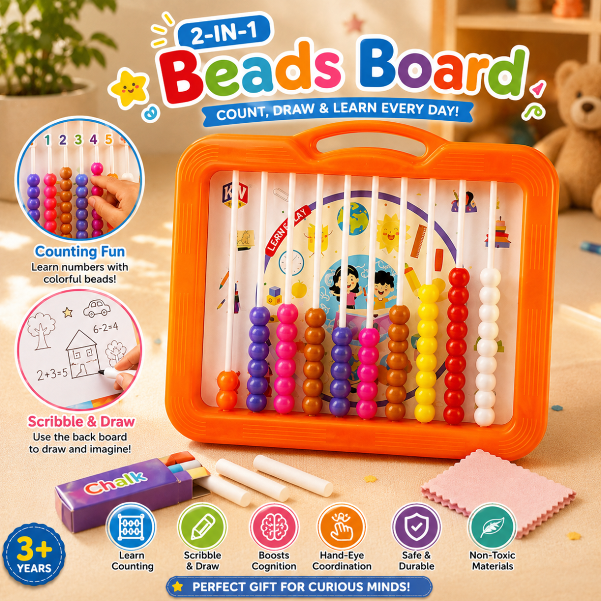 2-in-1 Beads Board with Blackboard