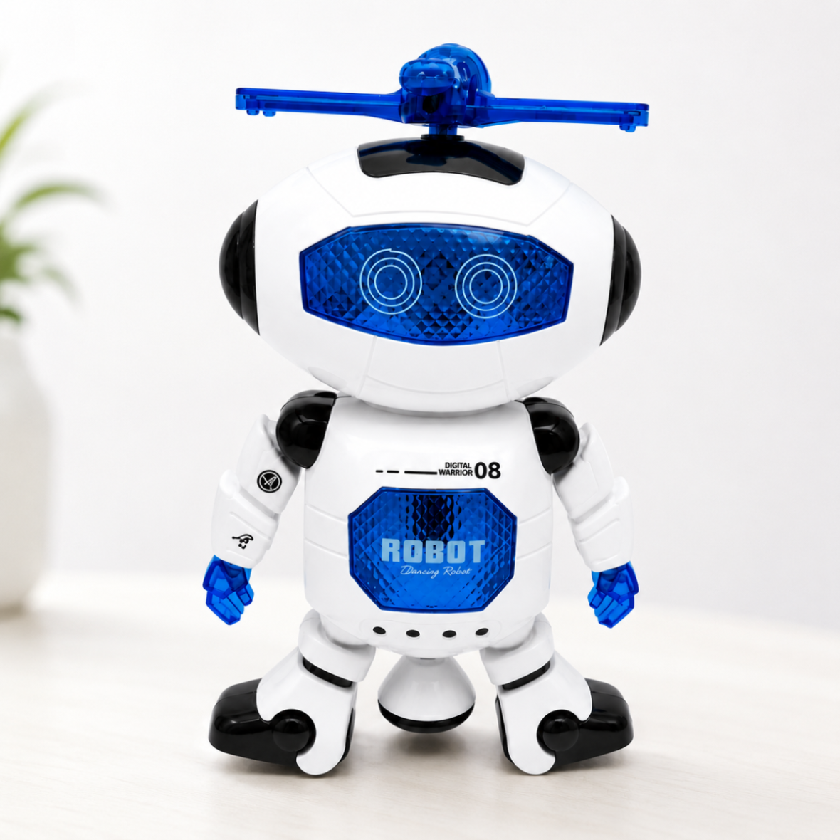 Dancing Robot Toy with LED Lights, Music, 360° Spin Action & Battery Operated Fun for Kids